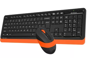 Kit TASTATURA si Mouse A4TECH, "Fstyler FG10+FGK10", wireless, 104 taste format standard, mouse 2000dpi, 4/1 butoane, negru &amp;amp; portocaliu, "FG1010 Orange" (include TV 0.8lei)