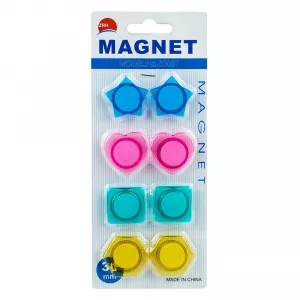 Magneti color, diverse forme, 30mm, 8 buc/set
