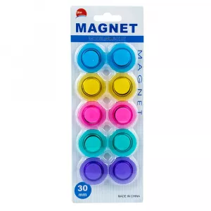 Magneti color, rotunzi, 30mm, 10 buc/set