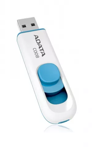 MEMORIE USB 2.0 ADATA 32 GB, retractabila, carcasa plastic, alb / albastru, "AC008-32G-RWE" (include TV 0.03 lei)