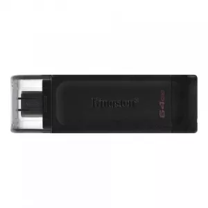 MEMORIE USB Type-C KINGSTON 64 GB, cu capac, carcasa plastic, negru, "DT70/64GB" (include TV 0.03 lei)