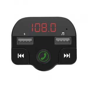 MODULATOR AUTO FM SPACER, Bluetooth 5.0, 2xUSB max. 5V/3.1A, 12V-24V, max. 10-15m, mic max. 0-1m, format MP3/WMA, 206 canale 87.5-108Mhz, USB disk, microSD,  answer/reject/hang up/redial, protectie circuit, black, "SPFM-02" (include TV 0.18lei)