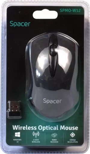 MOUSE  Spacer, PC sau NB, wireless, 2.4GHz, optic, 1000 dpi, butoane/scroll 3/1, , negru, "SPMO-W12" (include TV 0.18lei)