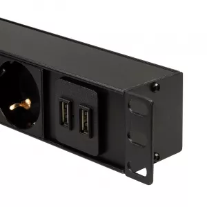 PDU LOGILINK 1U pt. rack 19 inch, 8 prize Schuko, intrare Schuko, max 16 A, on/off, protectie la supratensiune, 2 x USB 2.1A, 2 m, "PDU8C02" (include TV 0.8lei)