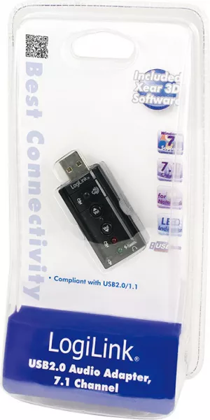 PLACA de SUNET Logilink, extern, 7.1, interfata USB 2.0, conectori 3.5 mm jack, "UA0078" (include TV 0.18lei)