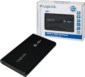 RACK extern LOGILINK, pt HDD/SSD, 2.5 inch, S-ATA, interfata PC USB 2.0, aluminiu, negru, "UA0041B" (include TV 0.8lei)