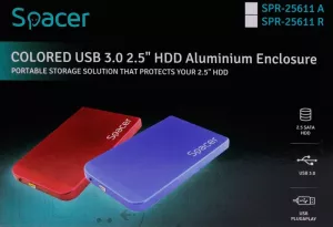 RACK extern SPACER, pt HDD/SSD, 2.5 inch, S-ATA, interfata PC USB 3.0, aluminiu, rosu, "SPR-25611R" (include TV 0.8lei)
