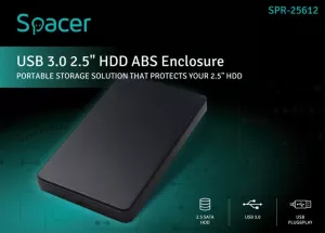RACK extern SPACER, pt HDD/SSD, 2.5 inch, S-ATA, interfata PC USB 3.0, plastic, negru, "SPR-25612" 45506249 (include TV 0.8lei)