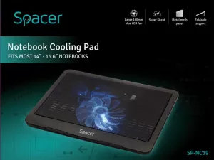 STAND SPACER notebook 15.6", sita metal, fan 14cm cu led albastru, black, "SP-NC19"/45504838 (include TV 0.8lei)