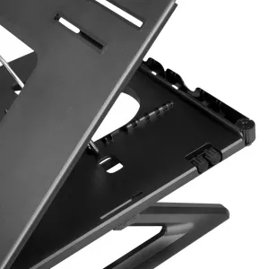 SUPORT de birou LOGILINK pt. notebook, 9 pozitii, holder pt. smartphone, suporta dimensiuni 10-15.6", pliabil, negru, "AA0133"