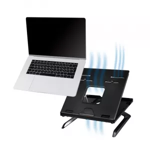 SUPORT de birou LOGILINK pt. notebook, 9 pozitii, holder pt. smartphone, suporta dimensiuni 10-15.6", pliabil, negru, "AA0133"