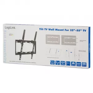 SUPORT de perete LOGILINK, pt 1 TV/monitor plat, diag. max 55 inch, inclinare, max 35 Kg, "BP0012"