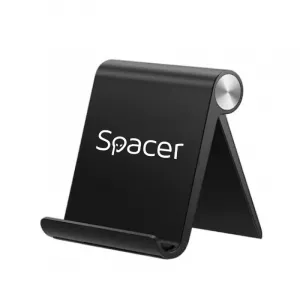 SUPORT telefon SPACER, pliabil, fixare pe biou, universal cu unghi ajustabil, dimensiuni 90 x 70 x 12mm, negru, "SPDH-FLIP-01-BK"