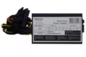 SURSA SPACER 550, 350W for 550 Desktop PC, PFC pasiv, fan 120mm, 1x PCI-E (6), 4x S-ATA, 1x P8 (4+4), retail box, "SP-GP-550",  (include TV 1.75lei)