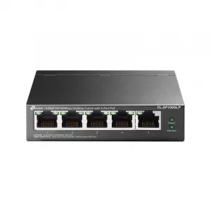 SWITCH PoE TP-LINK  5 porturi 10/100Mbps (4 PoE), IEEE 802.3af, carcasa metalica "TL-SF1005LP" (include TV 1.75lei)