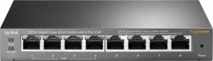 SWITCH PoE TP-LINK  8 porturi Gigabit (4 PoE), IEEE 802.3af, carcasa metalica "TL-SG108PE" (include TV 1.75lei)