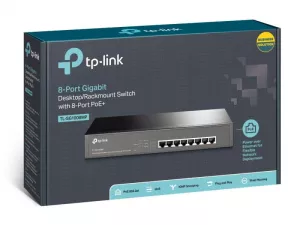 SWITCH TP-LINK POE  8 porturi Gigabit (8 PoE), IEEE 802.3af, carcasa metalica "TL-SG1008MP" (include TV 1.75lei)