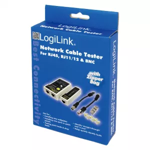 TESTER CABLU RETEA LOGILINK, pt. cablu UTP, FTP, coaxial, conector RJ45, RJ11, RJ12, BNC, "WZ0015" (include TV 0.8lei)
