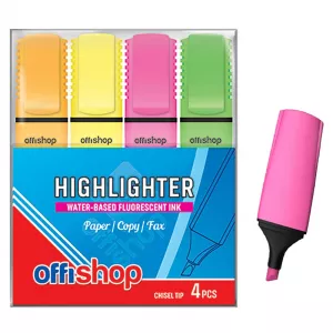 Textmarker fluorescent, 4 culori/blister, 1-5 mm - OFFISHOP
