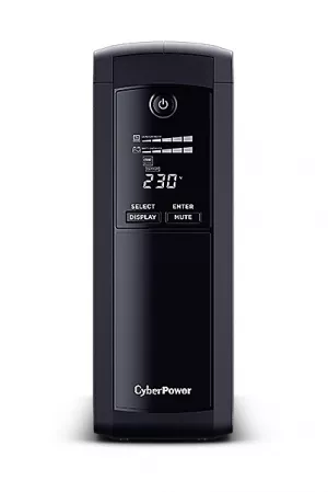 UPS CYBER POWER Line Int. cu mgmt, LCD, tower,  1600VA/ 960W, AVR, 5 x skt Schuko, display LCD, 2 x baterie 12V/9Ah, Backup 1- 8 min, incarcare 8h, conector USB, port RS232, combo RJ45, GreenPower (Energy Saving),"VP1600ELCD" (include TV10lei)
