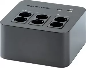 UPS SOCOMEC Line Int. mgmt, brick,   600VA/ 360W, AVR, 6 x socket Shucko, indicatie status cu LED, 1 x baterie 12V/7A, Backup 15 min, incarcare 8h, conector USB, USB charger, "Netys PL 600VA" "NPL-0600-D"(include TV 2 lei) (include TV 3.5lei)