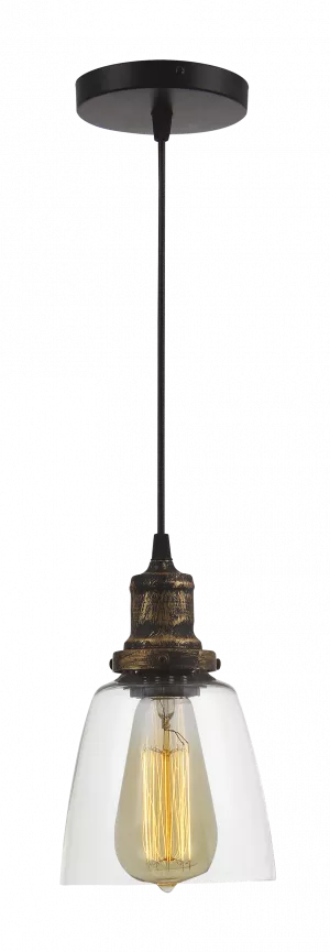 Pendul Erste Edison 1 x E27, max.60W, culoare: BRONZ + ALB TRANSPARENT
