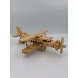 Jucarie avion biplan din lemn natur