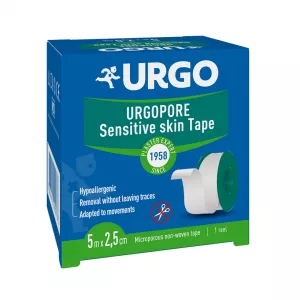 Banda adeziva pentru fixarea pansamentelor UrgoPore, 5 m x 2,5 cm, Urgo