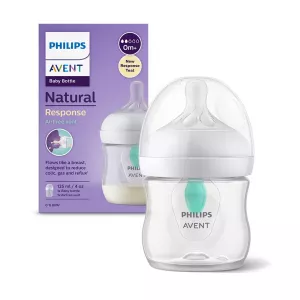 Biberon Philips Avent Natural Response SCY670/01, cu dispozitiv anticolici AirFree, tetina care functioneaza ca sanul mamei, cu debit 2, +0 luni, 125 ml