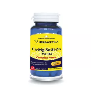 Ca+Mg+Se+Si+Zn Organice cu Vitamina D3, 60 capsule, Herbagetica