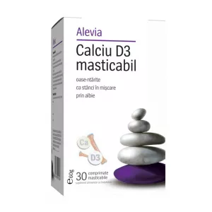 Calciu D3 masticabil, 30 comprimate, Alevia