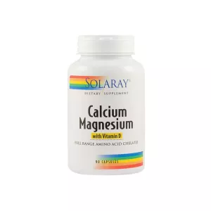 Calciu, Magneziu si Vitamina D Solaray, 90 capsule, Secom