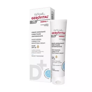 Crema hidratanta corectoare uniformizanta nuanta Nude cu factor de protectie SPF 30 H3 Derma+, 30 ml, Gerovital