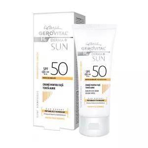 Crema pentru fata H3 Derma+ Sun, SPF 50, tenta aurie, 50 ml, Gerovital