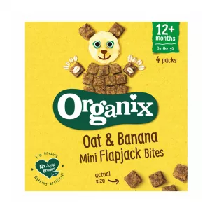 Cubulete Bio din ovaz integral si banane Flapjack, +12 luni, 4x20g, Organix