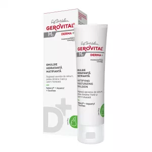 Emulsie hidratanta matifianta ten gras H3 Derma+, 50 ml, Gerovital
