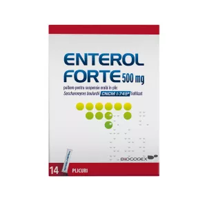 Enterol Forte, 500 mg, pulbere pentru suspensie orală, 14 plicuri, Biocodex