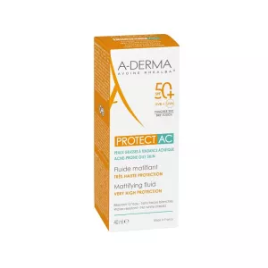 Fluid matifiant pentru protectie solara cu SPF 50+, 40 ml, A-Derma Protect AC
