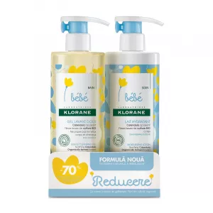 Pachet Lapte hidratant + Gel spumant 70% reducere, 500ml+500ml, Klorane Bebe 