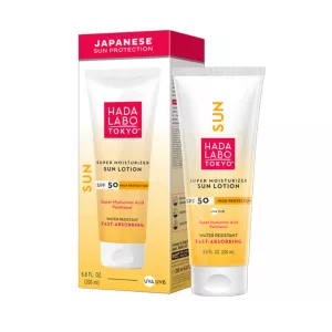Lotiune de Corp pentru Protectie Solara cu SPF 50, Super Hidratanta, Rezistenta la Apa, 200ml, Hada Labo Tokyo