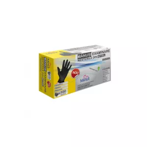 Manusi examinare negre nitril nepudrate, marime L, 100 bucati, Minut