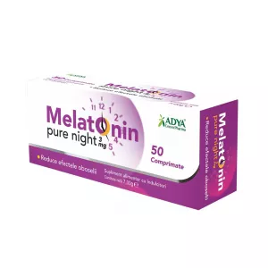 Melatonin Pure Night, 3 mg, 50 comprimate, Adya Green Pharma