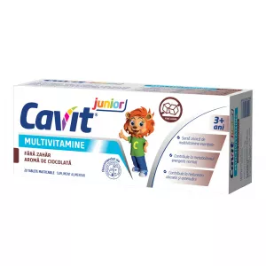 Cavit Junior fara zahar aroma ciocolata, 20 tablete masticabile, Biofarm