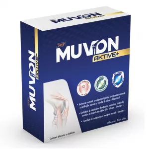 Supliment alimentar pentru articulatii Muvon Aktive Plus, 10 fiole, Sun Wave Pharma