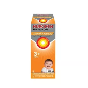 Nurofen sirop 100mg/5ml cu aroma de portocale pentru copii 3 luni+, 200 ml, Reckitt
