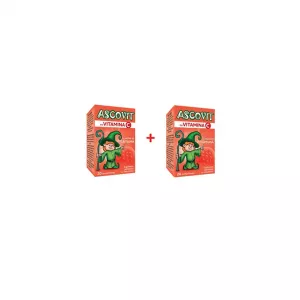 Pachet: Ascovit 100 mg de capsuni, 1+1 Gratuit, 2 x 20 capsule, Omega Pharma