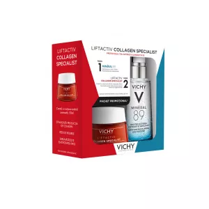Pachet: Crema antirid  Liftactiv Collagen Specialist pentru toate tipurile de ten, 50 ml + Gel-booster zilnic Mineral 89 cu efect de hidratare, fortifiere si reumplere, cu acid hialuronic, 50 ml, Vichy