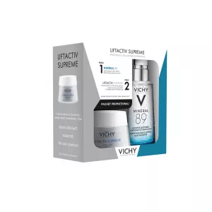 Pachet: Crema antirid Liftactiv Supreme pentru ten normal-mixt, 50 ml + Gel-booster zilnic Mineral 89 cu efect de hidratare, fortifiere si reumplere, cu acid hialuronic, 50 ml, Vichy