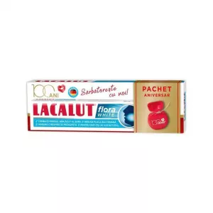 Pachet: Lacalut Flora White pasta de dinti, 75 ml + Ata dentara, Zdrovit