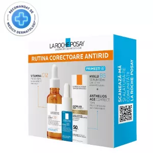 Pachet: Serum Vitamina C12 Pura 30ml + Anthelios Age Correct 15ml + Hyalu B5 Serum 10ml, La Roche Posay